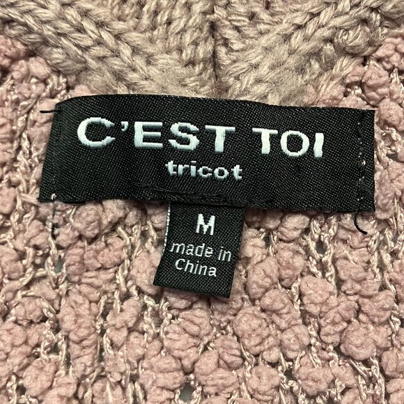 C'est Toi Tricot Open Front Cardigan Sweater Dusty Pink Size Medium🙂 - Picture 2 of 7